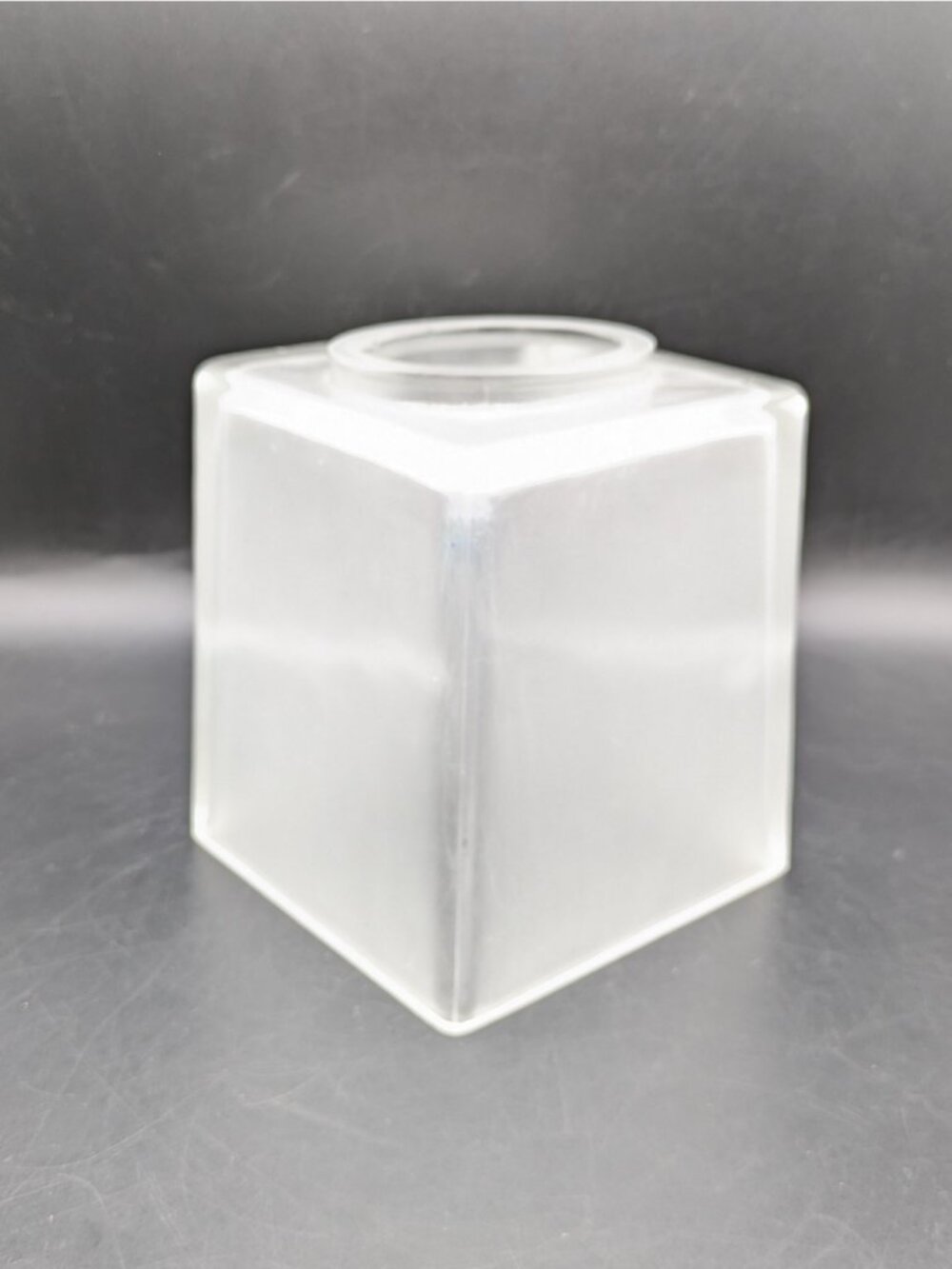 Satin Glass Tissue Box Cover Square Clear Frosted Retro Bathroom 7" Tall